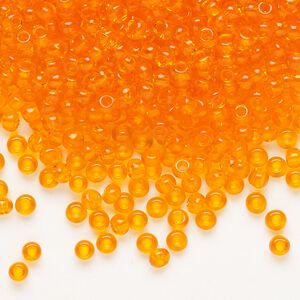 Seed bead, Preciosa Ornela Czech glass, pkg/50g, #8 rocaille, transparent orange, (90000).