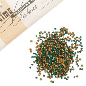 Chaton 1440pk emerald foil back, vintage Preciosa Czech crystal rhinestone round PP24