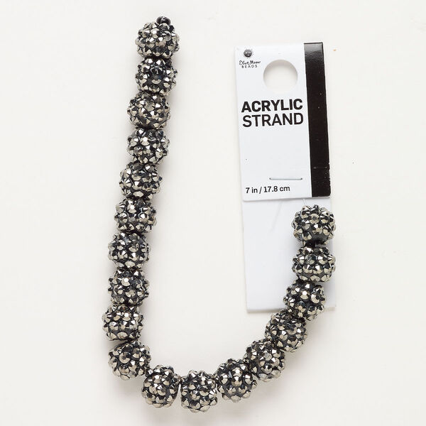 Bead, acrylic, grey, 9-10mm bumpy round. Sold per 7-inch strand, approximately 15 beads. image number 0