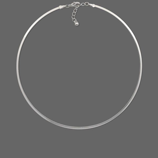 Neckwire, silver-plated brass, 3mm flat, 16 inches. Sold individually. image number 0