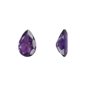 Amethyst 1pkg1, hand-cut faceted pear gem natural 12x8mm