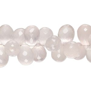 Rose quartz 1pkg1, hand-cut top-drilled faceted teardrop bead natural 7 inch 10x7mm-13x8mm
