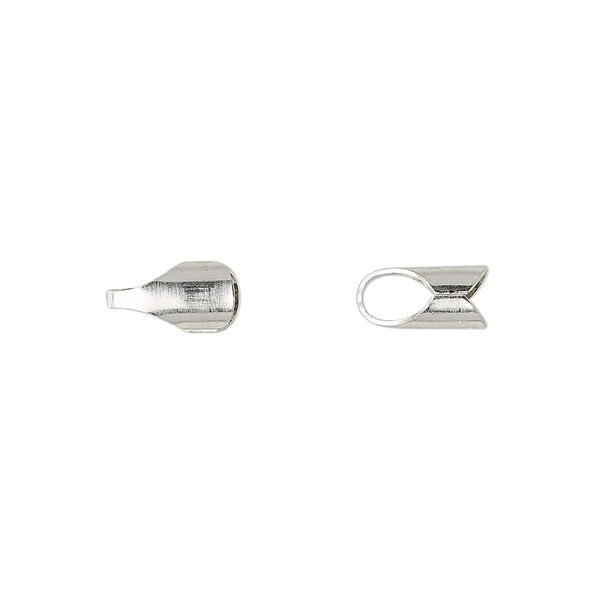 Cord end, glue-in, sterling silver, 9x5mm round, 4mm inside diameter. Sold per pkg of 10. image number 0