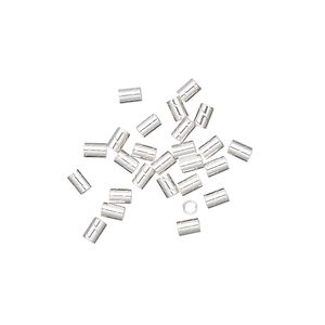 Crimp, sterling silver, 3x2mm twisted, 1.25-1.5mm inside diameter. Sold per pkg of 25.