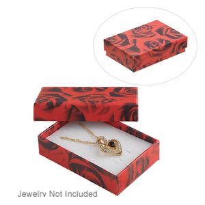 Box, paper / velveteen / foam, red and black, 3-1/4 x 2-1/4 x 3/4 inches with flower design. Sold per pkg of 10.
