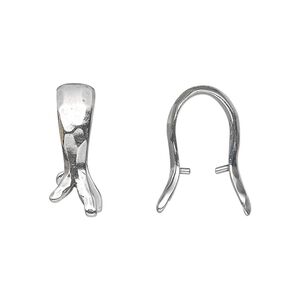 Bail, JBB Findings, ice-pick, antiqued sterling silver, 20x6mm faceted branch, 10mm grip length. Sold individually.