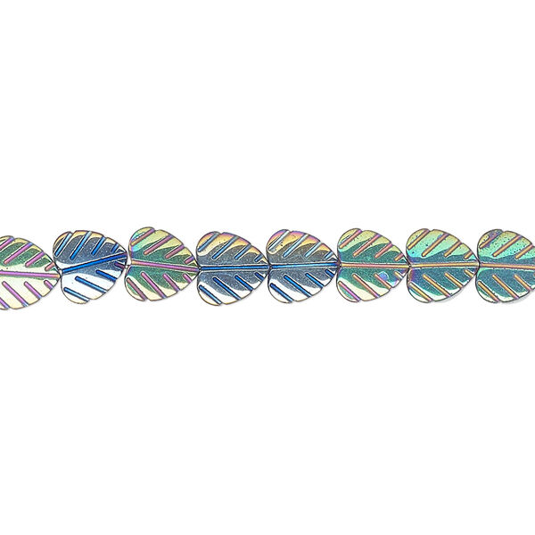 Bead, Hemalyke™ (manmade), rainbow, 6mm leaf. Sold per 16-inch strand. image number 0