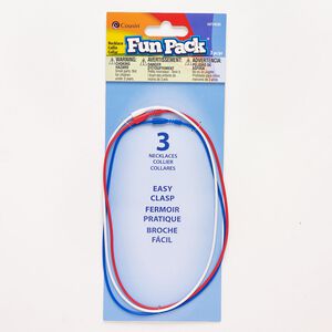 Necklace cord, silicone, red / blue / white, 2mm round. Sold per pkg of (3) 15-1/2 to 16-inch strands.