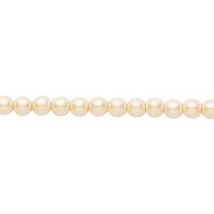 Bead, Czech pearl-coated glass druk, opaque iridescent dark cream, 4mm round. Sold per 15-1/2" to 16" strand.