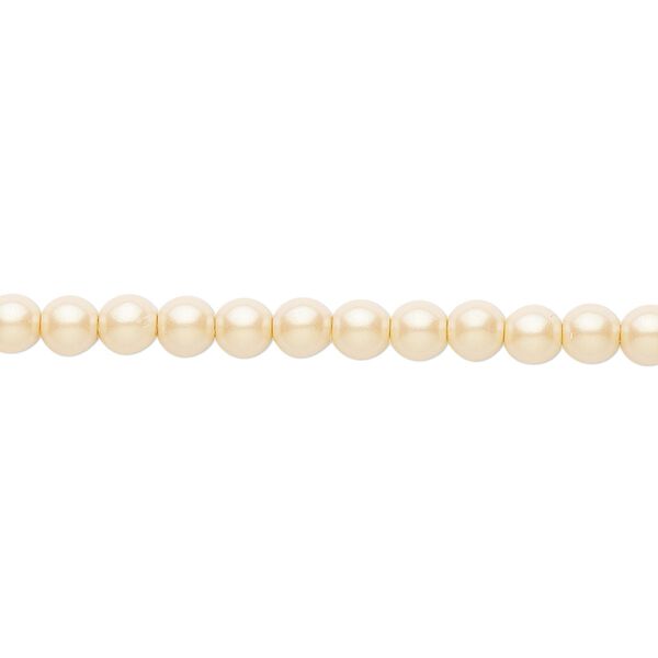 Bead, Czech pearl-coated glass druk, opaque iridescent dark cream, 4mm round. Sold per 15-1/2" to 16" strand. image number 0