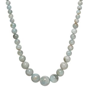Aquamarine 1pkg1, round bead 18 inch graduated 7-19mm