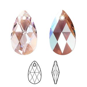 Drop 96pk light amethyst shimmer, Swarovski® 22x13mm pendant pear 6106