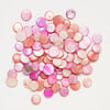Mother-of-pearl shell 1pkg4oz, puffed flat round bead mix multi-pink 13-16mm image number 1