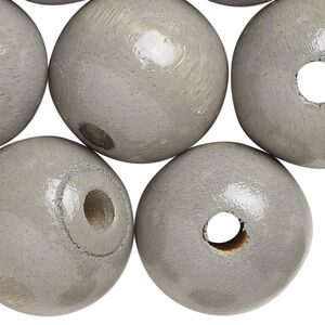 Bead, wood (dyed/waxed), grey, 23mm round. Sold per pkg of 30.