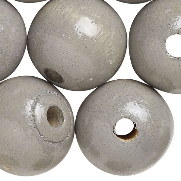 Bead, wood (dyed/waxed), grey, 23mm round. Sold per pkg of 30. image number 0
