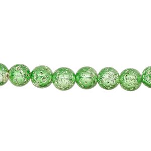 Lava rock 1pkg1, electrocoated round bead 15.5-16 inch 6-7mm