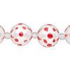 Bead, glass 1pkg8, opaque red and white, 14mm hand-painted round. image number 0