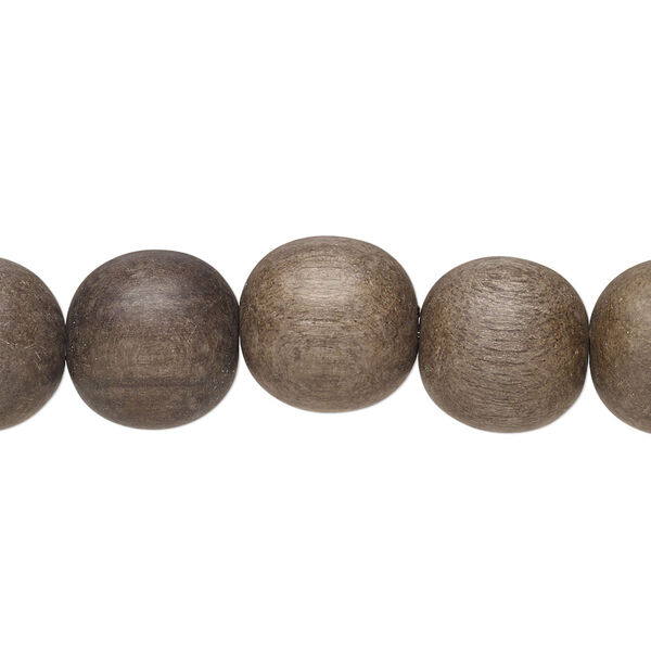 Bead, greywood (natural), pkg/15-1/2 to 16 inches, grey brown, 12mm round. image number 0