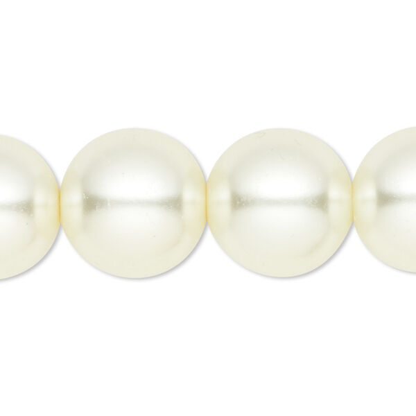 Bead, crystal pearl, ivory, 16mm round. Sold per 15-1/2" to 16" strand, approximately 25 beads. image number 0