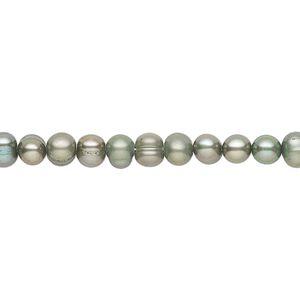 Pearl, cultured freshwater (dyed), pine, 4-5mm semi-round, D grade, Mohs hardness 2-1/2 to 4. Sold per 15-inch strand.