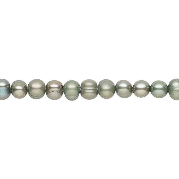 Pearl, cultured freshwater (dyed), pine, 4-5mm semi-round, D grade, Mohs hardness 2-1/2 to 4. Sold per 15-inch strand. image number 0
