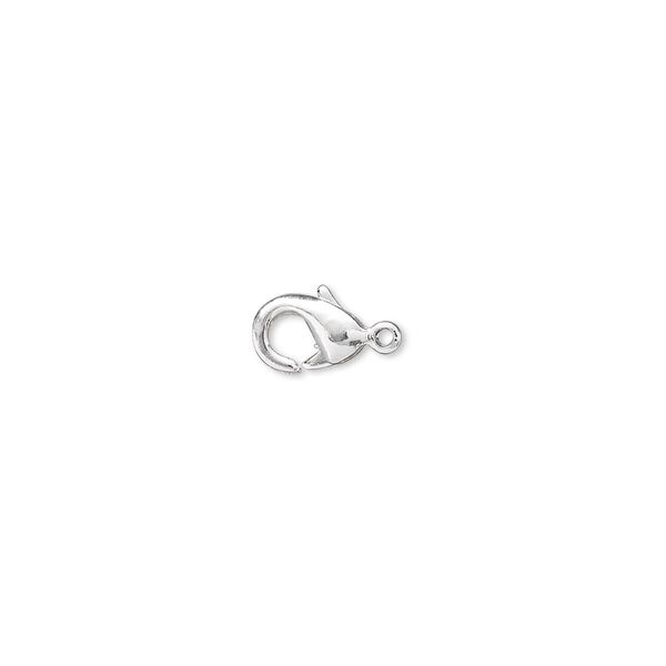 Clasp, lobster claw, silver-plated brass, 7x5mm. Sold per pkg of 10. image number 0