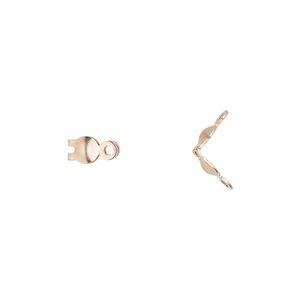Bead tip, 14Kt rose gold-filled, 6.5x3.5mm bottom clamp-on with 2 closed loops. Sold per pkg of 2.