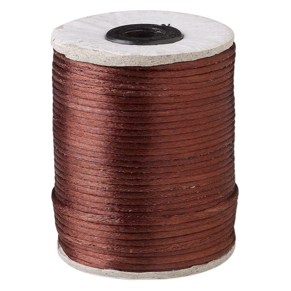 Cord, Satinique™, satin, dark brown, 2mm. Sold per 200-foot spool. image number 0