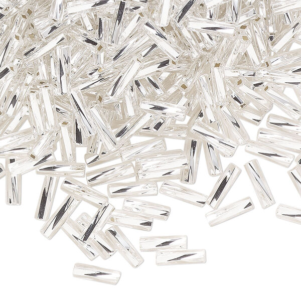 Bead, Preciosa Ornela Czech glass, bugle bead, pkg/50g, 1/4 inch twisted, silver-lined transparent clear, (78102). image number 0