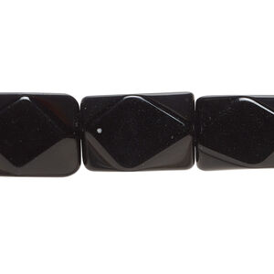 Bead 1pkg1 glass, opaque black, 16x12mm-19x13mm 4-sided rectangle, 15 inches.