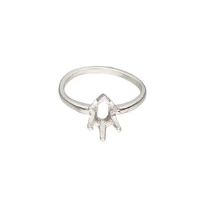 Ring, Sure-Set™, sterling silver, 9x6mm 6-prong pear basket setting, size 6. Sold individually.