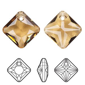 Drop 1pk light Colorado topaz, Crystal Passions® 16mm pendant princess cut 6431
