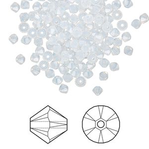Bead 144pk white opal, Crystal Passions® 3mm bicone 5328