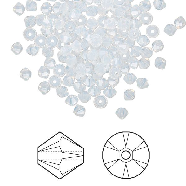 Bead 144pk white opal, Crystal Passions® 3mm bicone 5328 image number 0