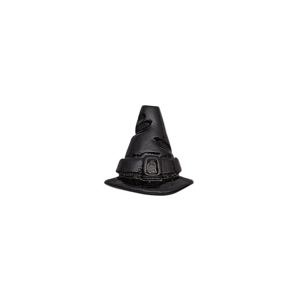 Cone, enamel and pewter (tin-based alloy), black, 13x12.5mm witch's hat, 7mm inside diameter. Sold individually. image number 0