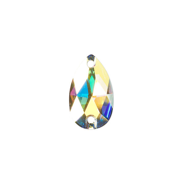 Sew-on 72pk crystal AB foil back, Swarovski® 18x10.5mm pear 3230 image number 0