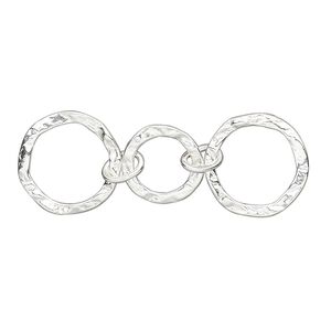 Extender chain 1pkg1 sterling silver round, 11mm / 14mm hammered / closed oval jump rings, 1.5 inch unfinished