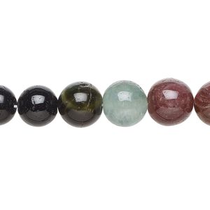 Multi-tourmaline 1pkg1, hand-cut round bead natural 14 inch 8-10mm