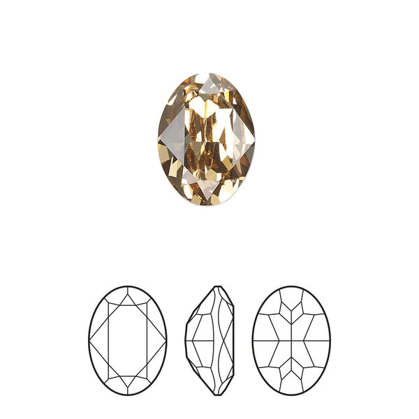 Fancy stone 2pk light Colorado topaz foil back, Preciosa MAXIMA Czech crystal rhinestone 14x10mm oval image number 0