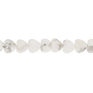 Howlite 1pkg1, flat heart bead natural 15.5-16 inch 6mm