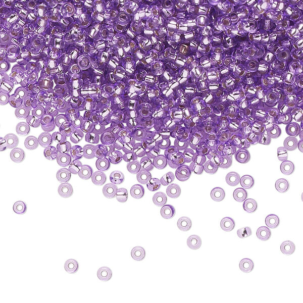 Seed bead, Preciosa Ornela Czech glass, pkg/50g, #11 rocaille, translucent solgel dyed silver-lined violet, (78123). image number 0