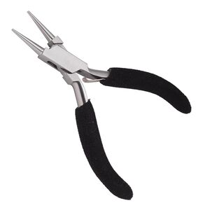 Pliers round-nose 1pkg1 stainless steel and PVC foam, black, 5 inches.