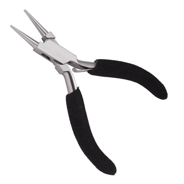 Pliers round-nose 1pkg1 stainless steel and PVC foam, black, 5 inches. image number 0
