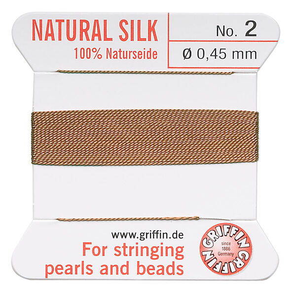 Thread, Griffin, silk, cornelian, size #2. Sold per 2-meter card (approximately 78 inches). image number 0