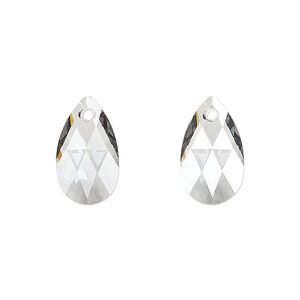 Drop 1pkg2 crystal urban grey, Crystal Passions&reg; 16x9mm pendant pear 6106