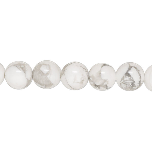 Bead, white howlite (natural), 8mm round, B grade, Mohs hardness 3 to 3-1/2. Sold per 15-1/2" to 16" strand. image number 0