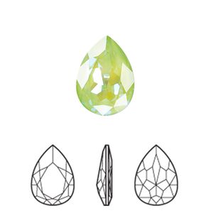 Fancy stone 1pk crystal ultra green AB, Crystal Passions® 18x13mm pear 4320