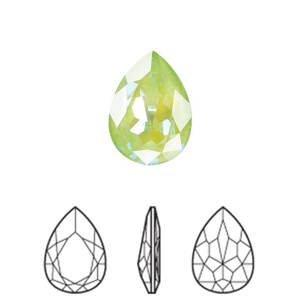 Fancy stone 1pk crystal ultra green AB, Crystal Passions® 18x13mm pear 4320 image number 0