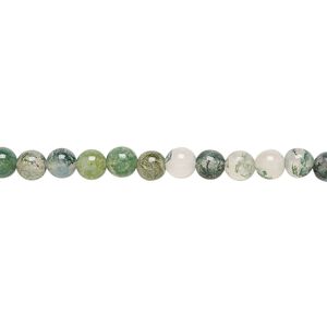 Moss agate 1pkg1, round bead natural 15.5-16 inch 4mm