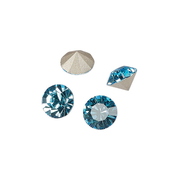 Chaton 8pk aqua bohemica foil back, Preciosa MAXIMA Czech crystal rhinestone 8.16-8.41mm 15-cut faceted round SS39 image number 0